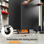 MIIIKO 75" Tall Metal Storage Cabinets with Wheels,Garage Storage Cabinet with Lock,Heavy Duty Tool Cabinets with 2 Doors and 4 Shelves for Garage,Home Office,Shop,Warehouse（Black） - Image 7