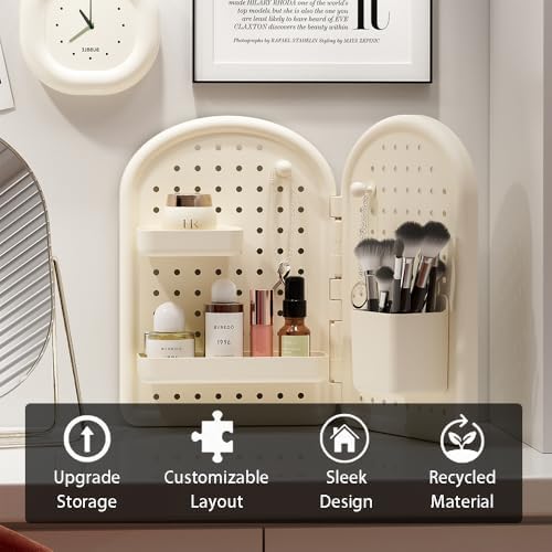 OULIGET Desktop Pegboard Organizer,No Drill Vertical Corner Pegboard Display,Collapsible Hang Desk Organizer with Pegboard Accessories,Space-Saving for Office Countertop Dorm - Image 4