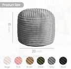 HIGOGOGO Round Stuffed Pouf Ottoman, Stripe Faux Fur Poufs with Foam Chunk Filling, Furry and Fluffy Pouf Foot Stool Storage Ottoman, 20 X 15 Floor Poufs Foot Rest for Living Room, Grey - Image 3