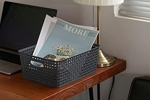 Eslite Plastic Storage Baskets for Organizing,11"X8.5"X4.7",Pack of 4 (Grey) - Image 7