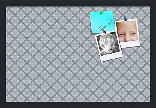 PinPix 24x16 inch Cork Bulletin Board. This Decorative Framed Pin Board Comes with Diamond Pattern in Shades of Blue Design and Satin Black. Ideal for Home, Office Decor or School (PinPix-222) by PinPixBulletinBoards