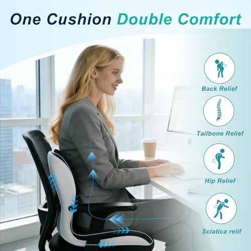 Seat Cushion for Office Chair, Ergonomic Cushion with Lumbar Support Pillow - Image 4