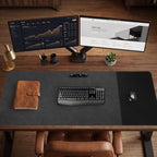 HAUTOCO Cork Desk Mat 48''x19.7'', Distressed PU Leather & Cloth Desk Pad - Image 6