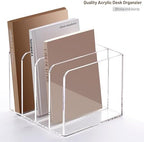 YUXUN Acrylic Magazine Holder,Clear Desk Organizer File Sorter for Notebook,Paper,Envelope,Magazine, Book Storage-Office/Home/Classroom Organization(4 Compartments,B5) - Image 7