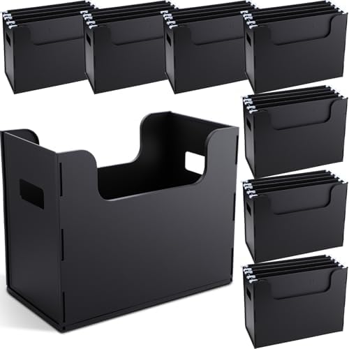 8 Pcs Portable Desktop File, Filing Organizer, Black by Trandraft