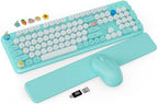 Wireless Keyboard and Mouse Combo, Typewriter Keyboard, Magnetic Wrist Rest by Trueque