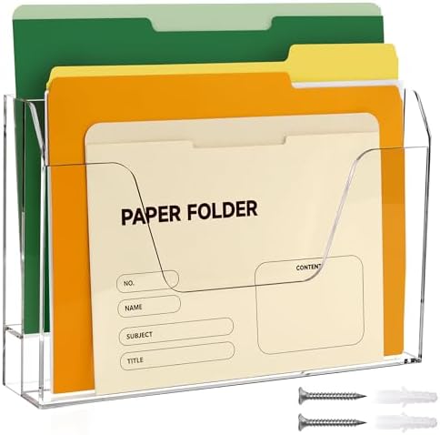 Acrylic Hanging Wall File Organizer, 2-Tier Mail Organizer Wall Mounted Magazine Wall File Holder, Paper Folder Organizer for Office, Desk, School by Tfirhuoe