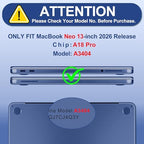 for MacBook Neo 13 inch Case 2026 (Model A3404, A18 Pro) Precision Fit & Scratch Unique Design Hard Shell, Keyboard Cover, Trackpad Protector, 2 OTG Adapter, for Women Cute, Green Stripes - Image 5