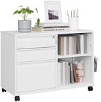 MIIIKO 3 Drawer File Cabinet with Lock, Metal Lateral Rolling Printer Stand Filing Cabinets for Home Office Storage,A4, Letter,File Folders(White) by MIIIKOOfficeFurniture