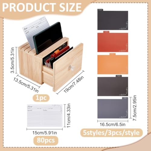 ORIGACH Wooden Recipe Box 5x7 Recipe Card Box - Image 2