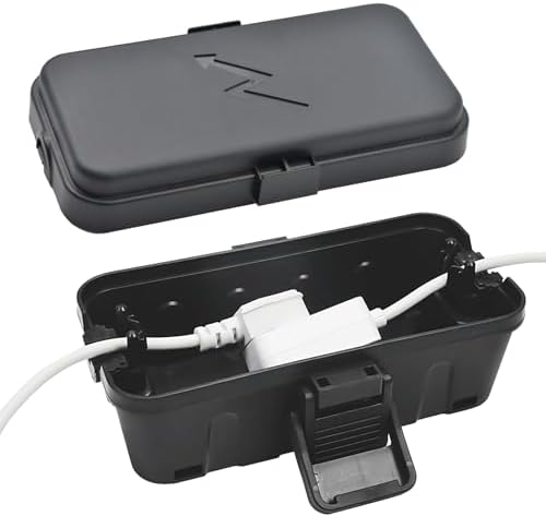 Hrensaw Small Weatherproof Electrical Connection Box(Inner 5.5 x 3 x 2.2inch),Outdoor Electrical Box,Waterproof Extension Cord Covers for Plug, Extension Cables, Holiday Lights,Black (Pack of 2) - Image 3