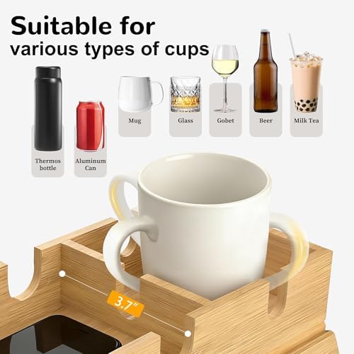 Korser Couch Armrest Table, Sofa Arm Tray with Removable Cup Holder, 2 in 1 Anti-Slip Armrest Tray Table for Couch, Bamboo Foldable Couch Cup Holder for Drinks Snacks Phone Remote Control - Image 5