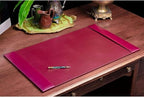 Burgundy Professional Leather Bonded Desk Blotter for Writing with Raised Edge Stitching - Office Desk Mat - Silver Meadow - Image 4