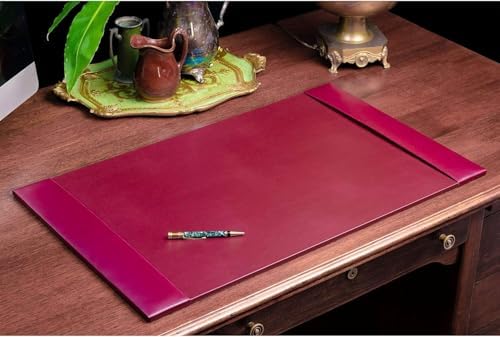 Burgundy Professional Leather Bonded Desk Blotter for Writing with Raised Edge Stitching - Office Desk Mat - Silver Meadow - Image 4