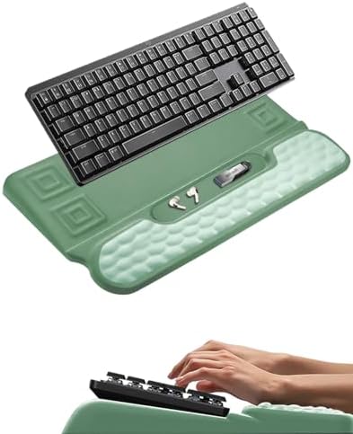 Wrist Rest for Computer Keyboard, 2 in 1 Keyboard Wrist Support Pad, Memory Foam Keyboard Riser Holder Lift Tray with Wrist Pad for Easy Typing for Office Desk, Home, School (Round Green) by Unknown