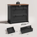 SEDETA 4 Drawers File Cabinet, 33" Farmhouse Filing Cabinets for Home Office fit Legal/Letter/A4 File, Wood Office File Cabinet with Power Outlets, Printer Stand with Storage, Black+Brown - Image 2