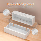 Bamboo Cable Management Box, White, 31X14X15.5CM - Image 6