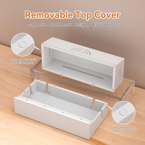 Bamboo Cable Management Box, White, 31X14X15.5CM - Image 6