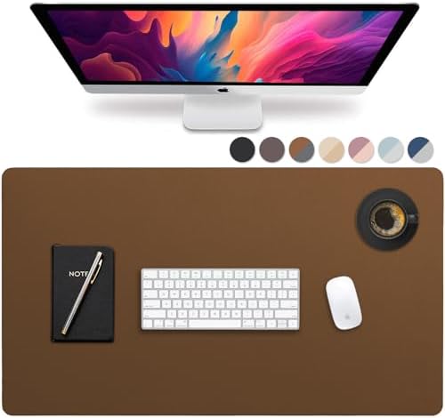 Vine Creations Leather Desk Pad - Large 36" x 20", Desk Protector with PU Leather, Mouse Pad, Blotter for Office (Brown) by VineCreations