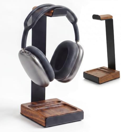 COREMINDED Universal Headphone Stand for Desk, Walnut Wood Headset Holder by COREMINDED