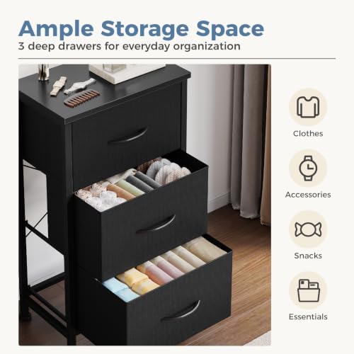 DUMOS 3 Drawer Nightstand for Bedroom, Small Night Stand Chest of Drawers - Image 4