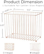 Y YOMA Hanging File Organizer, Letter Size Rose Gold Metal Desk File Crate Storage Basket for Home Office, 1 Pack, I Shaped - Image 5