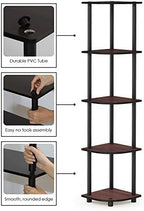 Furinno TURN-N-TUBE Corner Shelf Set of 2, 5-Tier Corner Bookshelf, Open Storage Shelves, for Organization and Storage, Living Room, Home Office, Garage, Dark Cherry - Image 6