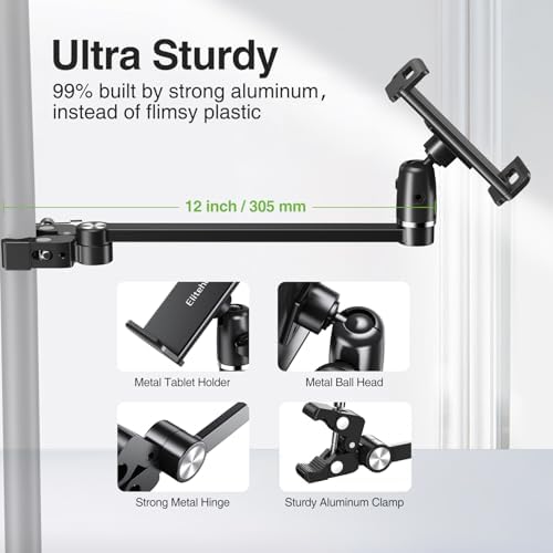 elitehood 12in Long Arm iPad Mic Stand Mount for Microphone Music Stand - Image 6