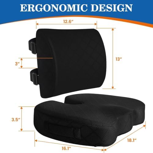 Back&Seat Cushion,Chair Cushions,Lumbar Back Support Pillow,Black/X-Large - Image 2