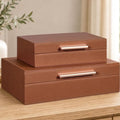 Decorative Storage Boxes with Lids, 2 Pack, PU Leather Organizer Bins by Unknown