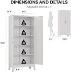 COFaR 71" White Farmhouse Pantry Cabinet with Doors and Adjustable Shelves - Image 2