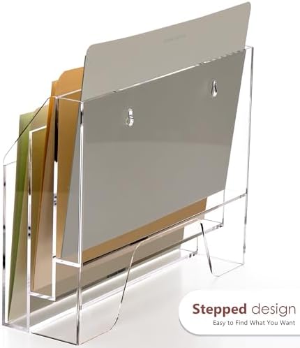 DINGHUO Acrylic Hanging Wall File Folder Organizer for Desk, Clear 3 Tier Document Paper Magazine Holder for Home, Office Organization, School - 1 Pack - Image 6