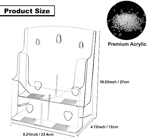 2 Pack Acrylic Brochure Holder 8.5 x 11, 2 Tier Brochure Display Stand with Removable Divider for 4 x 9 inches Trifold Pamphlets, acrylic flyer holder 8.5 x 11 Stands for Flyer, Pamphlet, Magazine - Image 3