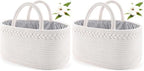 ABenkle Baby Diaper Caddy, Nursery Storage Bin and Car Organizer for Diapers and Baby Wipes, Cotton Rope Diaper Basket Caddy, Changing Table Diaper Storage Caddy (Pack of 2) by ABenkle