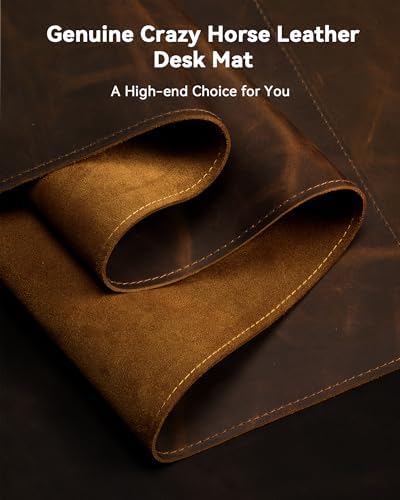 YSAGi Leather Desk Mat, 31.5"x15.8"Real Leather Desk Pad,2mm Thick Desk Blotter with Stiched line,Oil-Wax Feel Mouse pad and Self-Healing Laptop Pad for Home & Office(Classic Dark Brown) - Image 2