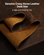 YSAGi Leather Desk Mat, 23.6"x13.8"Real Leather Desk Pad, 2mm Thick Desk Blotter with Stiched line,Oil-Wax Feel Mouse pad and Self-Healing Laptop Pad for Home & Office(Classic Dark Brown) - Image 2