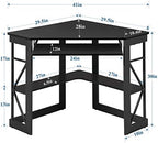 VECELO Corner Computer Desk 41 x 30 inches with Smooth Keyboard & Storage Shelves for Home Office Workstation, Black - Image 3
