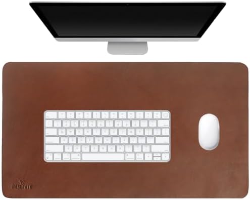 Premium Leather Desk Mat, Full Grain Leather Desk Pad Protector & Desk Blotter, Waterproof Non-Slip Writing Surface for Keyboard, Mouse & Laptop, Desk Pad for Home & Office (Tobacco, Small) by FinecraftedLeatherGoods