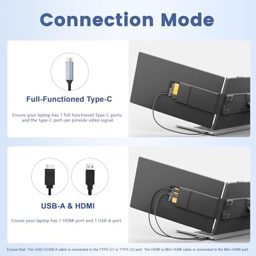 domyfan 14" Laptop Screen Extender, Ultra-Thin FHD 1080P IPS Dual Portable Laptop Monitor Extender for 13-17" Laptops, Plug & Play with HDMI/USB-A/Type-C, Compatible with Windows, Mac, Android - Image 6
