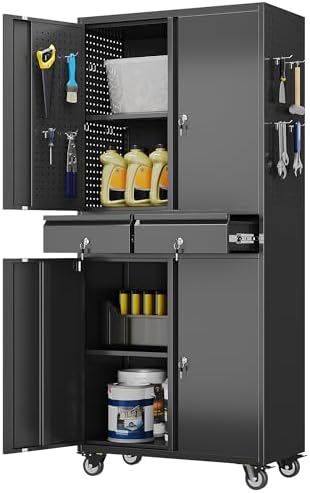 Aobabo Metal Garage Storage Cabinet, 71"x30" Lockable Rolling Tool Cabinet by Aobabo