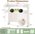 Clamp On Desk Shelf Organizer with Pegboard Desk Hutch Dorm with Storage Bookshelf Desk Top Organizer Shelf Multi-Purpose White & Black Desktop Shelves & Office Shelves (White, W - 23.6") - Image 2