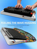 Ergonomic Wave Wrist Rest with Keyboard Stand, Cushioned Palm Rest, Comfortable Integrated Memory Foam for Natural Typing and Relieve Wrist Pain, Flowers and Butterflies - Image 4