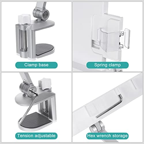PATIKIL Book Stand for Reading, Metal Reading Rest Book Holder with Page Clips, Height Angle Adjustable, 360° Rotating Arm Suitable for Sheet Music, Laptop - Image 4