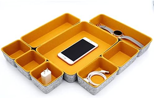 Welaxy 8-Piece Felt Drawer Organizers Curry Desk Tray Makeup Storage by Welaxy
