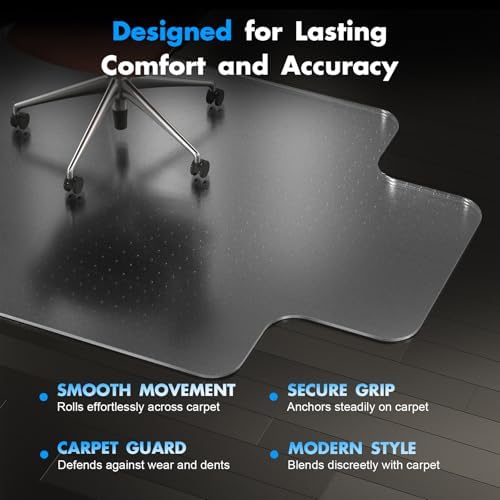 Office Chair Mat for Carpet - 36x48 Inch Heavy-Duty Protection for Low Pile Plastic Computer Desk Floor Protectors for Chairs - Image 2