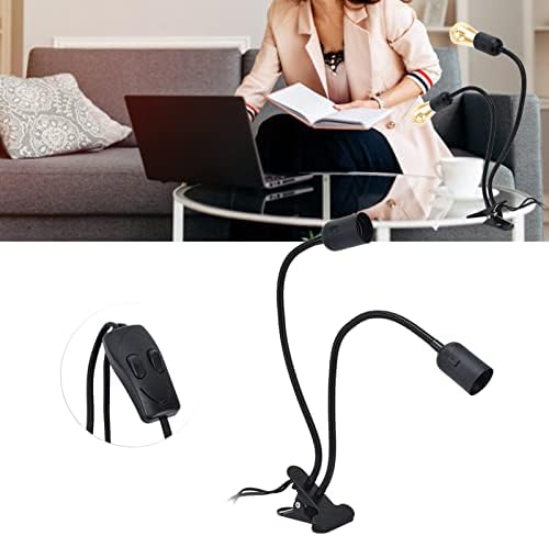 Hilitand Clip Lamp Holder Clamp Desk Lamp, Flexible Wire Neck E26/E27 Clip On Lamp Holder for Desk Clip Lamp, Bedside Lamp, Table Lamp(US Plug) - Image 5