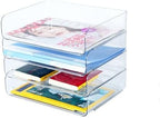 4 Tier Stackable A4 Paper Trays, Office Desk File Holder, Tidy File Document Letter Book Paper Organizer (4 Tiers,Clear) by HKeeper