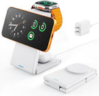 JoyGeek Foldable 3-in-1 Wireless Charging Station for iPhone Air/17/16/15/14/13/12, Charging Stand for Apple Watch 11-2 and AirPods, Travel Wireless Charger by JoyGeek
