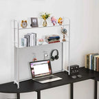 Desk Bookshelf with Pegboard, 2-Tier Metal Desk Bookshelf for Computer Desk, Heavy Duty Desktop Hutch Organizer Rack for Office Dorm Storage (37.4'') - Image 2