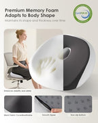 FLORICH Seat Cushion, Memory Foam Cushion for Office Chair, Ergonomic Office Seat Chair Cushion for Relieving Sciatica, Soft & Breathable Car Seat Cushion - Grey - Image 3
